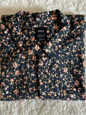 NWT RVCA Botanical Blue Floral Button Down Shirt Size Mens XXL NEW